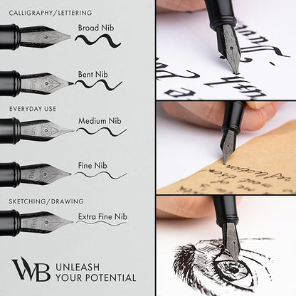 Wordsworth & Black Fountain Pen Set, Extra Fine Nib, Includes 24 Pack Ink - Image 5