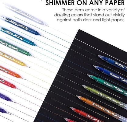 Grabie Jumbo Glitter Gel Ink Pen Set Of 18, Metallic Vibrant Sparkle Gel Pens - Image 6