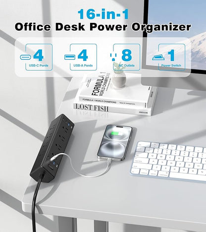 Desk Clamp Power Strip, 40W Total Fast Charging Station, Desk Edge Mount Power - Image 5