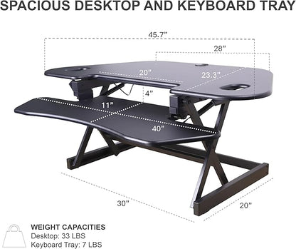 Rocelco 46" Height Adjustable Corner Standing Desk Converter - Image 3