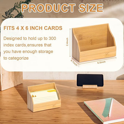 SHIQIKEJIPTY 4x6 Wood Index Card Holder Wooden Index Card Box Cards Display - Image 2