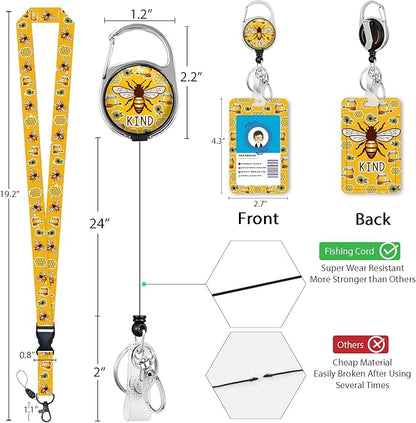 Cute Bee Kind Lanyards for Id Badges, Retractable ID Badge Holder - Image 6