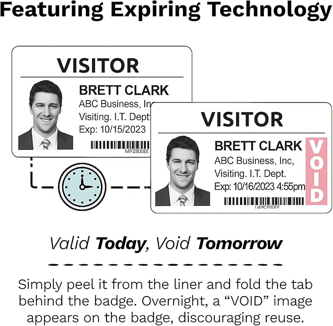 Threshold 4-Inch Tab Expiring Visitor Badges on a Roll | 4 Rolls Compatible - Image 2