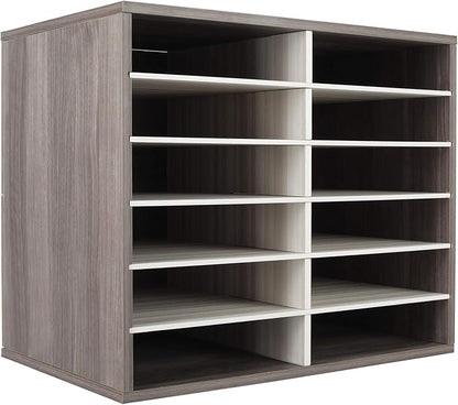 TQVAI Wood Literature Organizer, 12 Slots Hold 6000 Sheets A4 Papers, Wooden by TQVAI