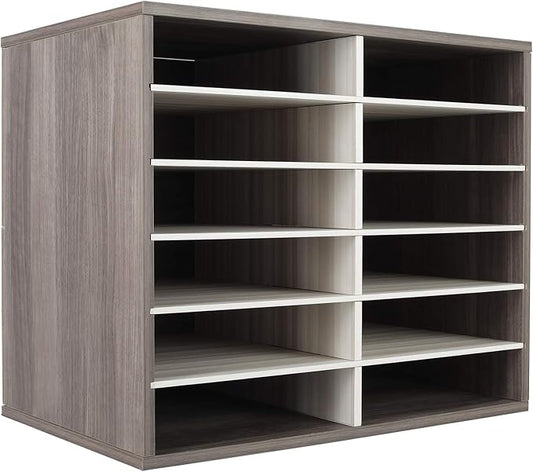 TQVAI Wood Literature Organizer, 12 Slots Hold 6000 Sheets A4 Papers, Wooden by TQVAI