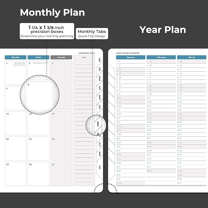 IN-LUXPRO Planner 2026 Daily Weekly and Monthly, 12 Months Spiral Bound - Image 4