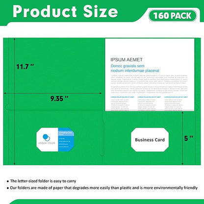 Two Pocket Folders, PANDRI 160 Pack 2 Pocket Folders, Letter Size Paper File - Image 2