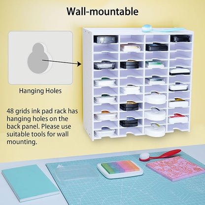 Krafetto 48 Grids Ink Pad Storage Rack, Wall-mountable Stamp Pad Organizer - Image 5