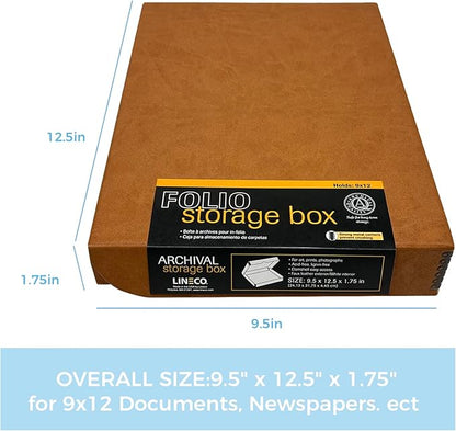 Lineco Folio Storage Box, Faux Leather Cover, Clamshell Design, 9.5x12.5x1.75 - Image 2
