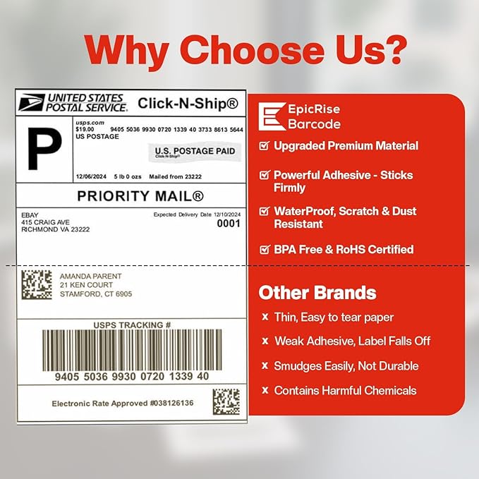 Direct Thermal Labels Roll 2-1/4" x 1-1/4", 10 Rolls, Compatible - Image 7