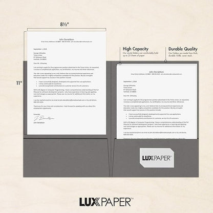 LUXPaper 9" x 12" Presentation Folders | Two Pocket | Smoke Gray | 100lb. Cover - Image 4