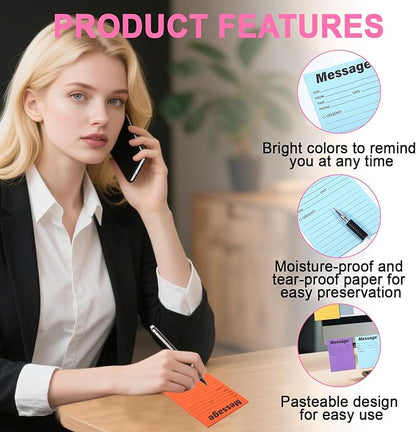 9 Pcs Colorful Phone Message Pad, 5.1×3.9 Inch Message Sticky Notes, - Image 6