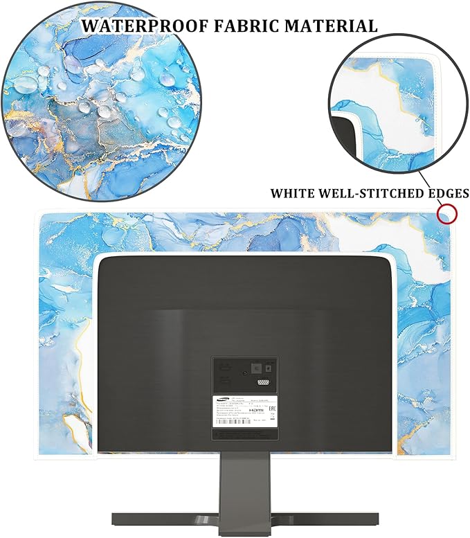 Baocicco Baby Blue Gold Marble Waterproof Screen TV Cover 80 Inch Modern - Image 3