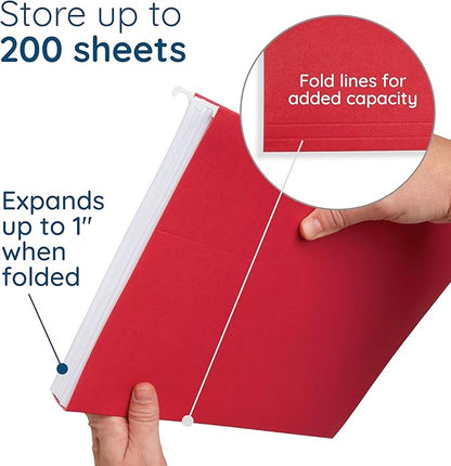 25 Blue Summit Supplies Red Hanging File Folders Letter Size – Durable 11pt - Image 3