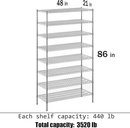 Regal Altair 21" Deep x 48" Wide x 86" Height Wire Shelving Kit | 8-Tier | NSF - Image 3