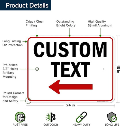 Custom Arrow, Custom Directional Sign, Left Arrow, 18x24 Inches, Rust Free .063 - Image 6