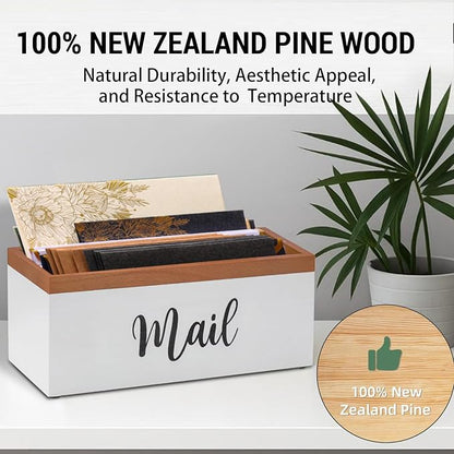 100% Real Wood Mail Organizer for Countertop, Dual-Sided Mail Script Design - Image 3