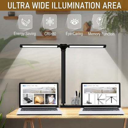 Dimmable LED Desk Lamp with USB Charging Port, 50 Lighting Modes Dual Swing Arm - Image 3