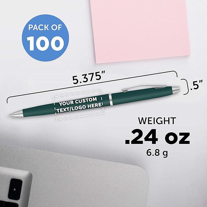 DISCOUNT PROMOS Custom Langham Ballpoint Pens Set of 100, Personalized Bulk Pack - Image 5