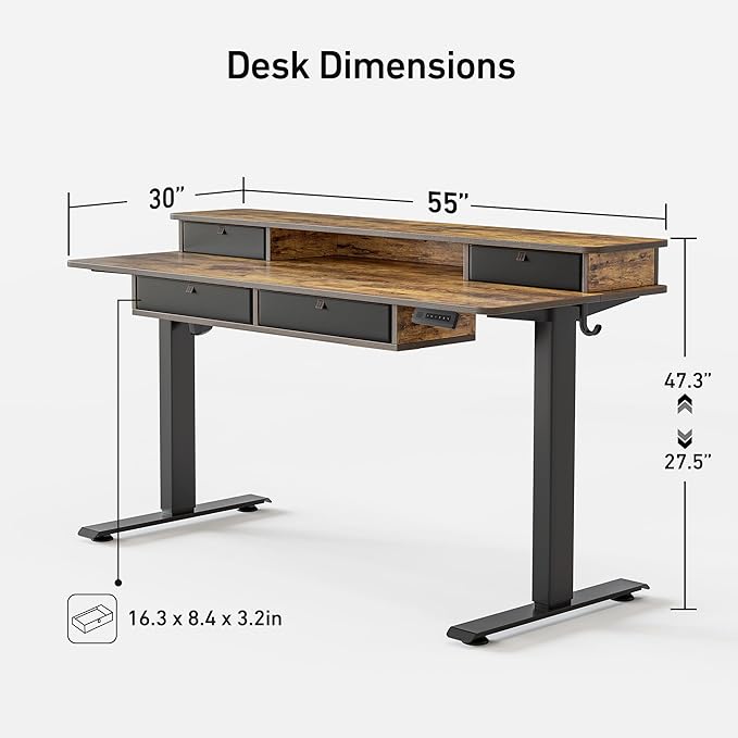 FEZIBO 55'' x 30'' Electric Standing Desk - Image 3