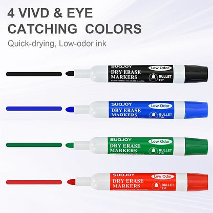 SUQJOY Dry Erase Markers, BulletTip Whiteboard Markers, Low Odor Thick Dry - Image 2