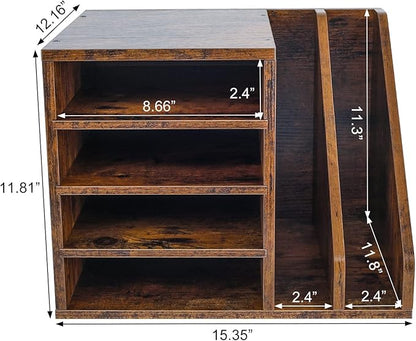 PAG Wood Desktop File Holder Organizer Mail Sorter - Image 4
