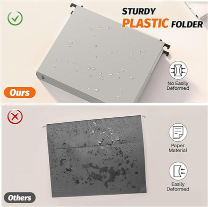 Shutex Extra Capacity Plastic Hanging File Folders, 12 Pack Reinforced - Image 3