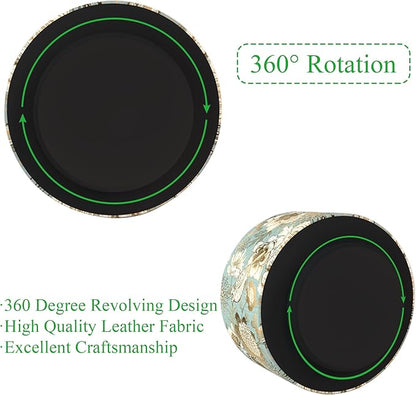Hennaja Round Leather Art Supply Organizer, Remote Control Holder, 360 Degree - Image 4