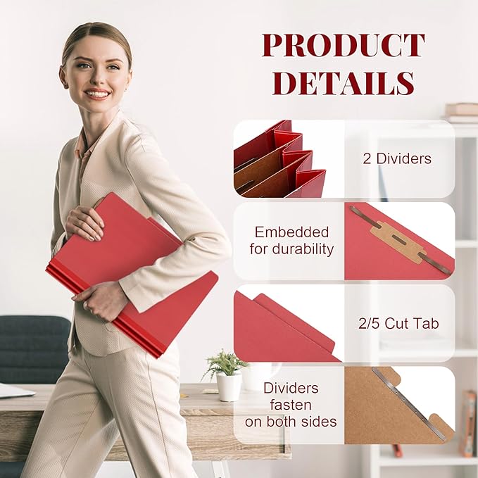 Skyygemm 60 Pcs Classification Folders Letter Size, 2 Divider Pressboard File - Image 3