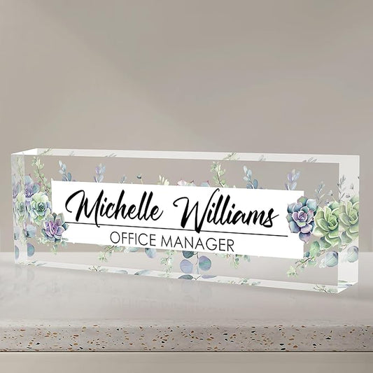 Personalized Name Plate for Desk, Custom Desk Name Plate, Acrylic Name Plate by EOBIBIFUN