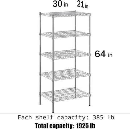 Regal Altair 21" Deep x 30" Wide x 64" Height Wire Shelving Kit | 5-Tier | NSF - Image 3
