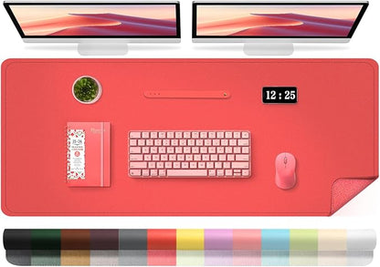 Large Desk Pad 47.2" x 17", Leather Desk Mat Protector, Non-Slip PU Leather by BLESWIN
