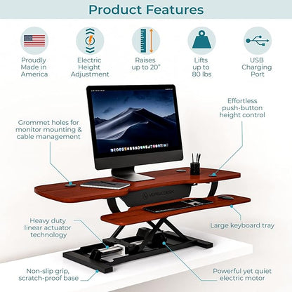 VERSADESK 48 Inch Electric Height Adjustable Ergonomic Desk Converter, - Image 2