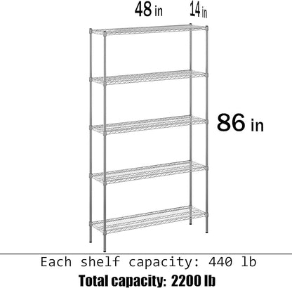 Regal Altair 14" Deep x 48" Wide x 86" Height Wire Shelving Kit | 5-Tier | NSF - Image 3