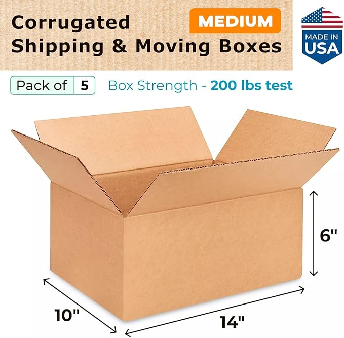Medium Moving & Shipping Boxes 14 x 10 x 6 inches - Image 2