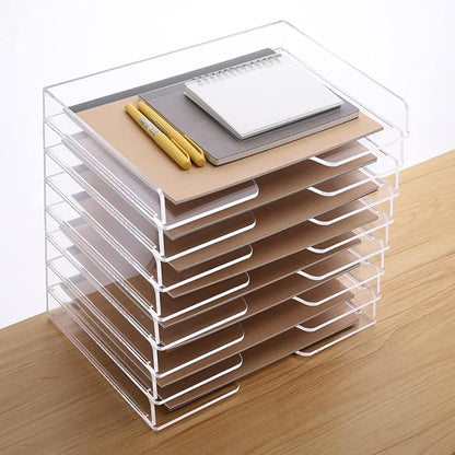 SANRUI Stackable Paper Tray, Acrylic File Organizer, Paper Tray Organizer - Image 3
