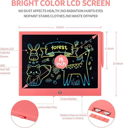 LCD Writing Tablet for Kids, 15 Inch Colorful Electronic Doodle Board, - Image 2
