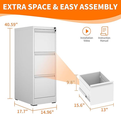 OPTYMIRA 3 Drawer File Cabinet - Image 3
