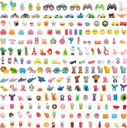 CLOCK KING 210pcs 3D Cute Kids Erasers, Random Desktop Pet Toys Gifts, by CLOCKKING