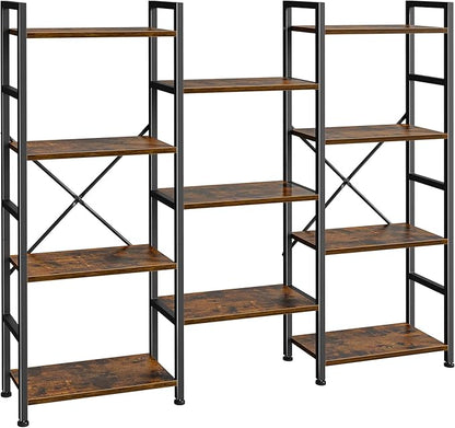 SUPERJARE Triple 4 Tier Bookshelf, Bookcase by SUPERJARE