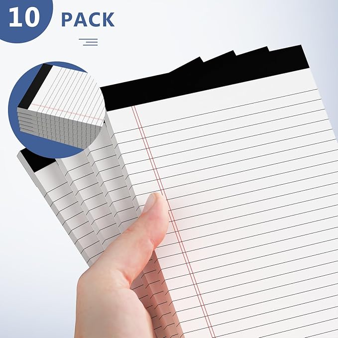 Nichela 5" x 8" Note Pads 10 Pack of Legal Pads 21lb Notepad College Ruled - Image 5