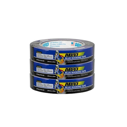 ABRO Blue Painters Tape 1 Inch Wide, 24mm x 55M, All Purpose Blue Tape by ABRO