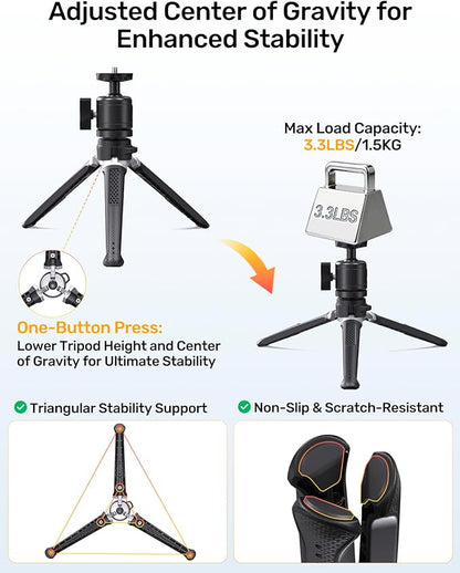 Webcam Tripod Stand for Desk, 3 Level Extendable Camera Tripod Mount for - Image 2