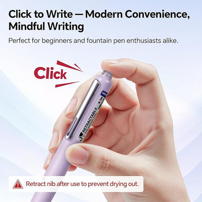 WRITECH Retractable Fountain Pen Set: Fine Nib Black Ink Premium Gift Box - Image 3
