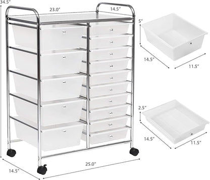 GOFLAME 15-Drawer Rolling Storage Cart, Craft Storage Cart - Image 3