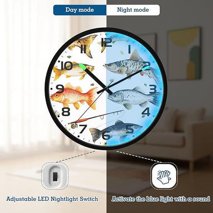 Vozoza Fishing Underwater 12 Inch Analog Wall Clocks Battery-Operated - Image 6