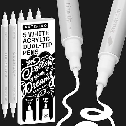 ARTISTRO 5 White Acrylic Paint Markers by ARTISTRO