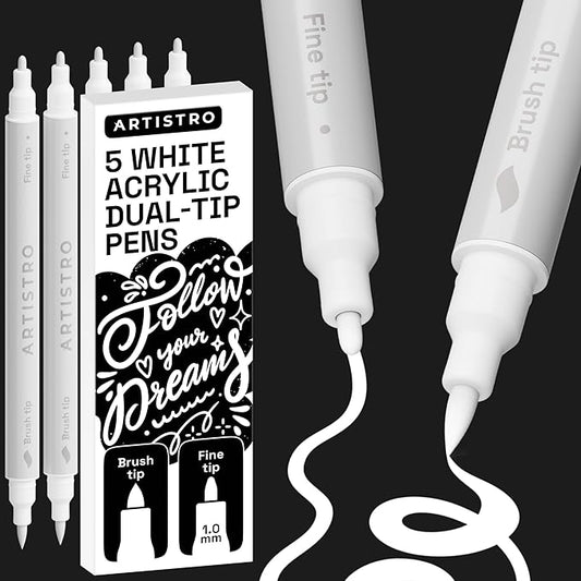 ARTISTRO 5 White Acrylic Paint Markers by ARTISTRO