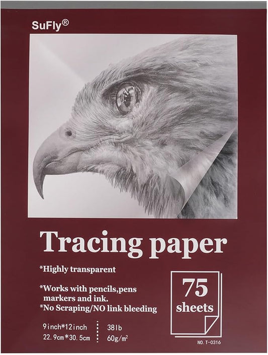 Tracing Paper for Drawing, 9 X 12'' Tracing Paper Pad, 75 Sheets Transparent by SuFlyDirect