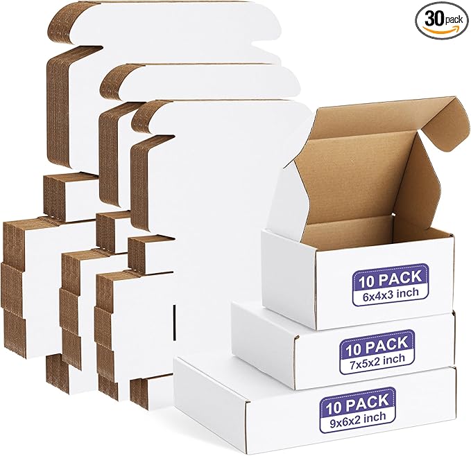 Eupako 30 Pack Small Shipping Boxes Assorted Sizes, Cardboard Boxes by Eupako
